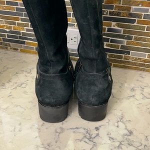 Ugg, Jillian black leather suede fur lined boots.